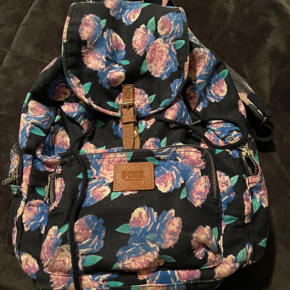 PINK Floral Backpack Bookbag